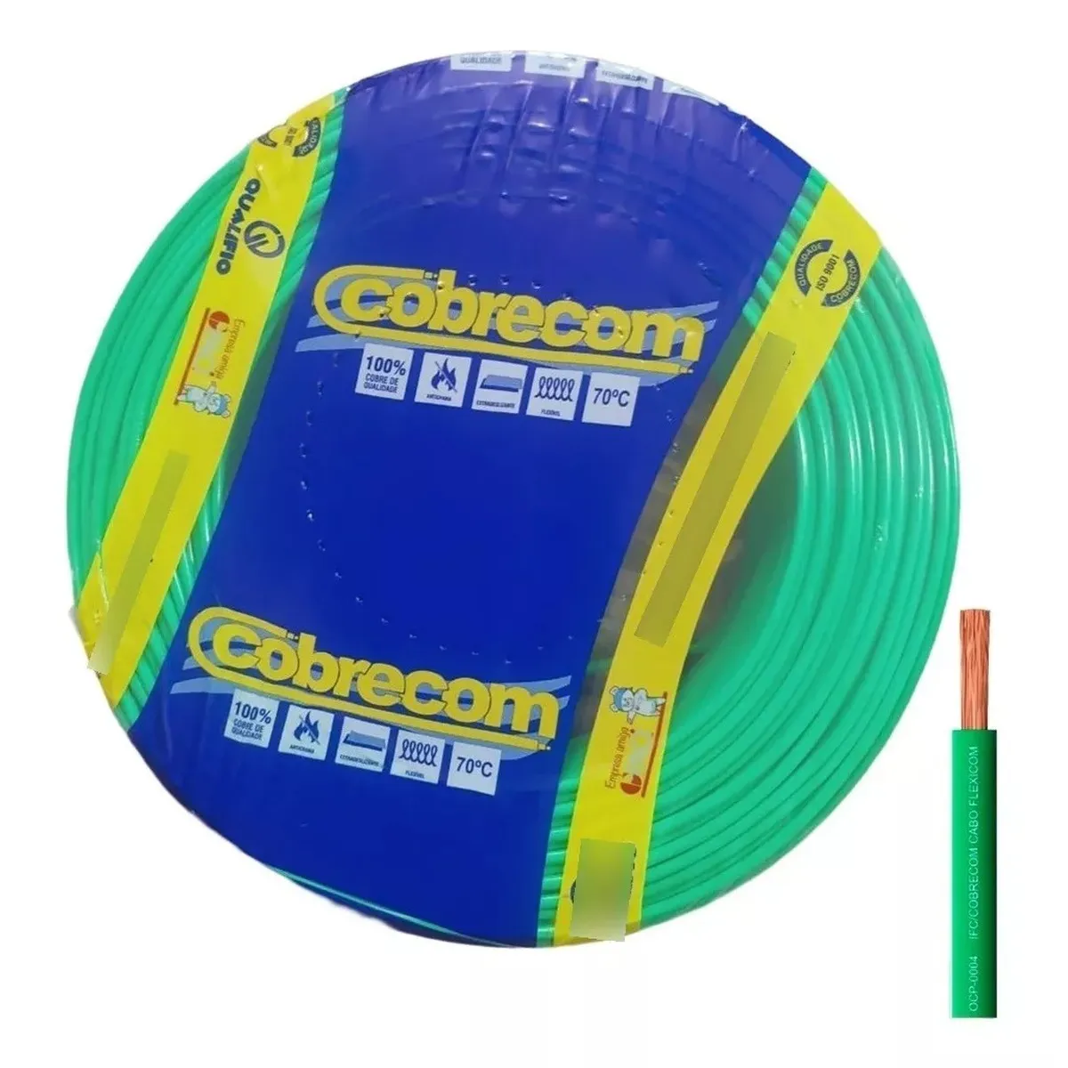 CABO FLEXIVEL 6MM COBRECOM VERDE 100MT