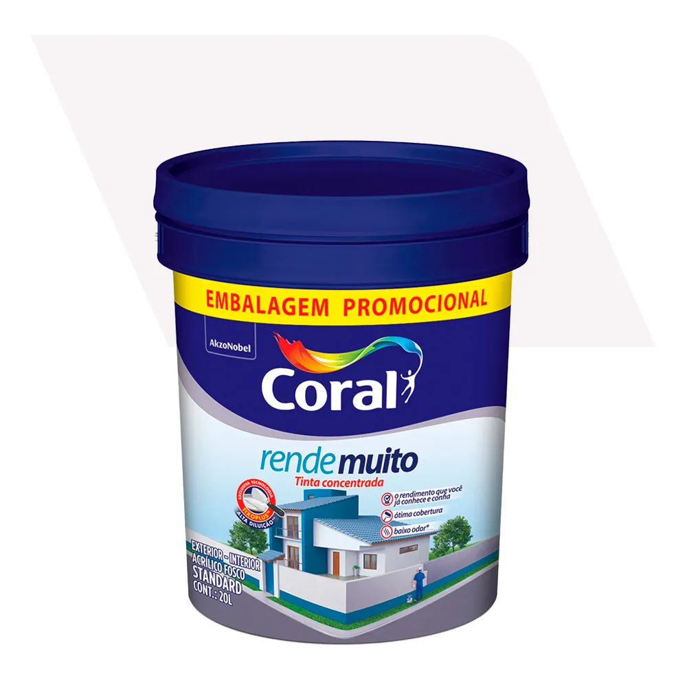 Tinta Acrílica Standard Fosco Rende muito Branco Neve 20L - Coral