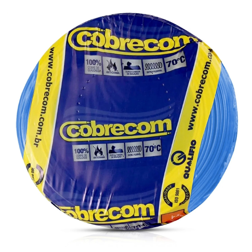 CABO FLEXIVEL 6MM COBRECOM AZUL 100MT